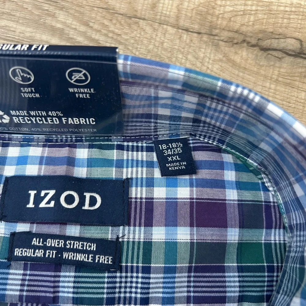 NWT Men’s IZOD Blue, Purple Button Down Stretch Long Sleeve Shirt - Size XXL - Picture 9 of 11